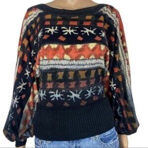 Vintage Gaby L Eden Boho sweater long sleeve pullover size Small